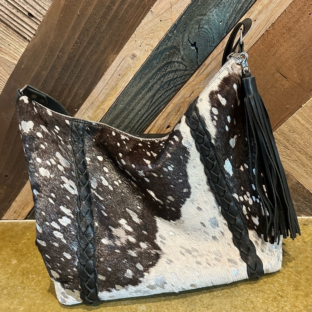 GENUINE LEATHER - ACID WASH HAIR ON HIDE Boho Bag